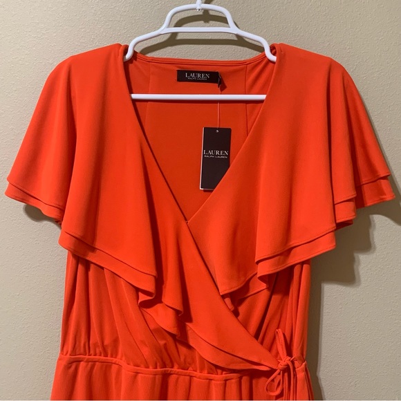 Lauren Ralph Lauren Women’s Ruffle-Trim Surplice Jersey Top-Size L NWT - Picture 2 of 9